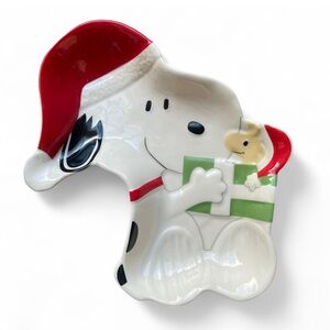 Lenox Peanuts Snoopy & Woodstock Porcelain Christmas Candy Dish With Box